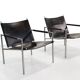 Set of black leather SZ02 armchairs by Martin Visser for t Spectrum
