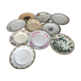 Set of 11 flat plates mismatched