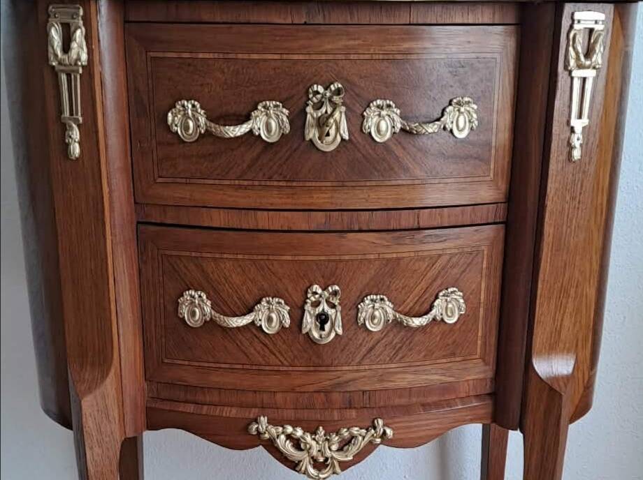 Louis XVI style marquetry bedside table