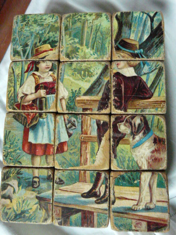 jeu de cubes en bois XIXème