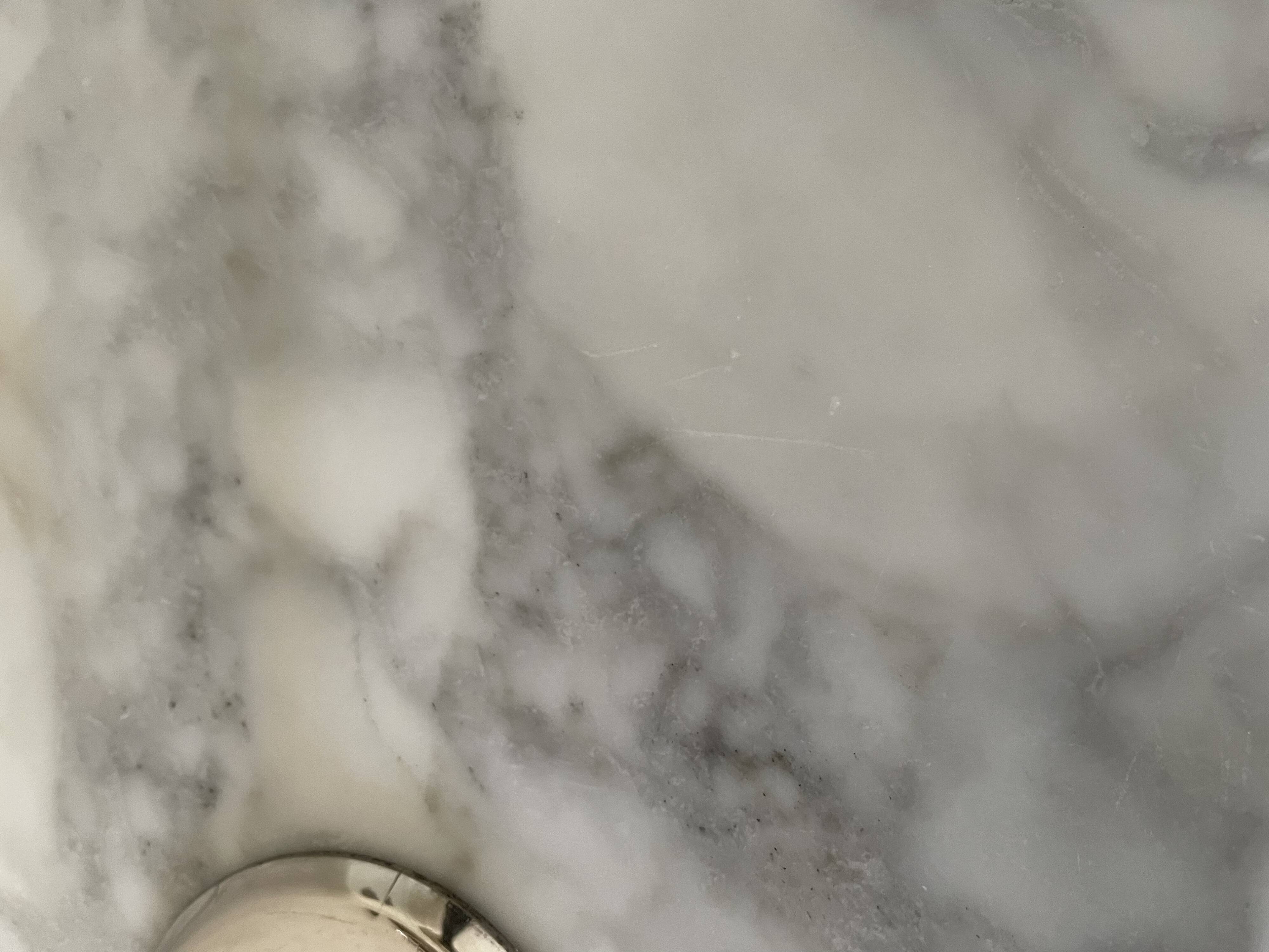 Marble cheese platter and silver metal 1970