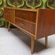 Small Scandinavian low sideboard 1960 vintage with tapered legs.