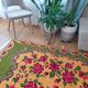 Gorgeous cross stitch floral carpet with red roses made by hand on heme Romania 148x196cm