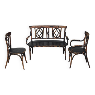 Salon Baumann 1910s, banquette, fauteuil et chaise bistrot