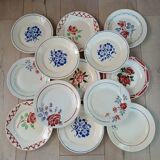 13 mismatched antique dessert plates