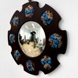 Modernist wood and enamel mirror by J. Capo Esmaltes, Spain, 1970s