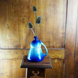 Conical jug with blue glaze and elaborate handle - folk art - early twentieth century