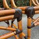 4 chaises en bambou et cannage