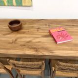 XXL solid walnut table with tapered legs