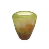 Etablissements gallé multi-layered glass vase with floral decoration, signed