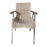 White wicker armchair