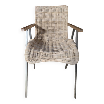 Fauteuil en osier blanc