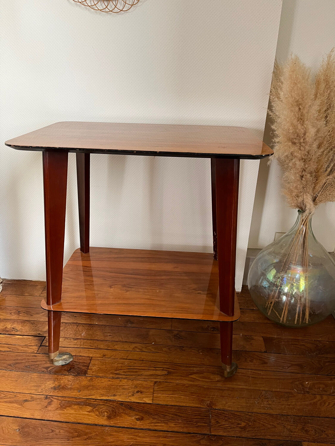 Vintage compass foot serving table 1950