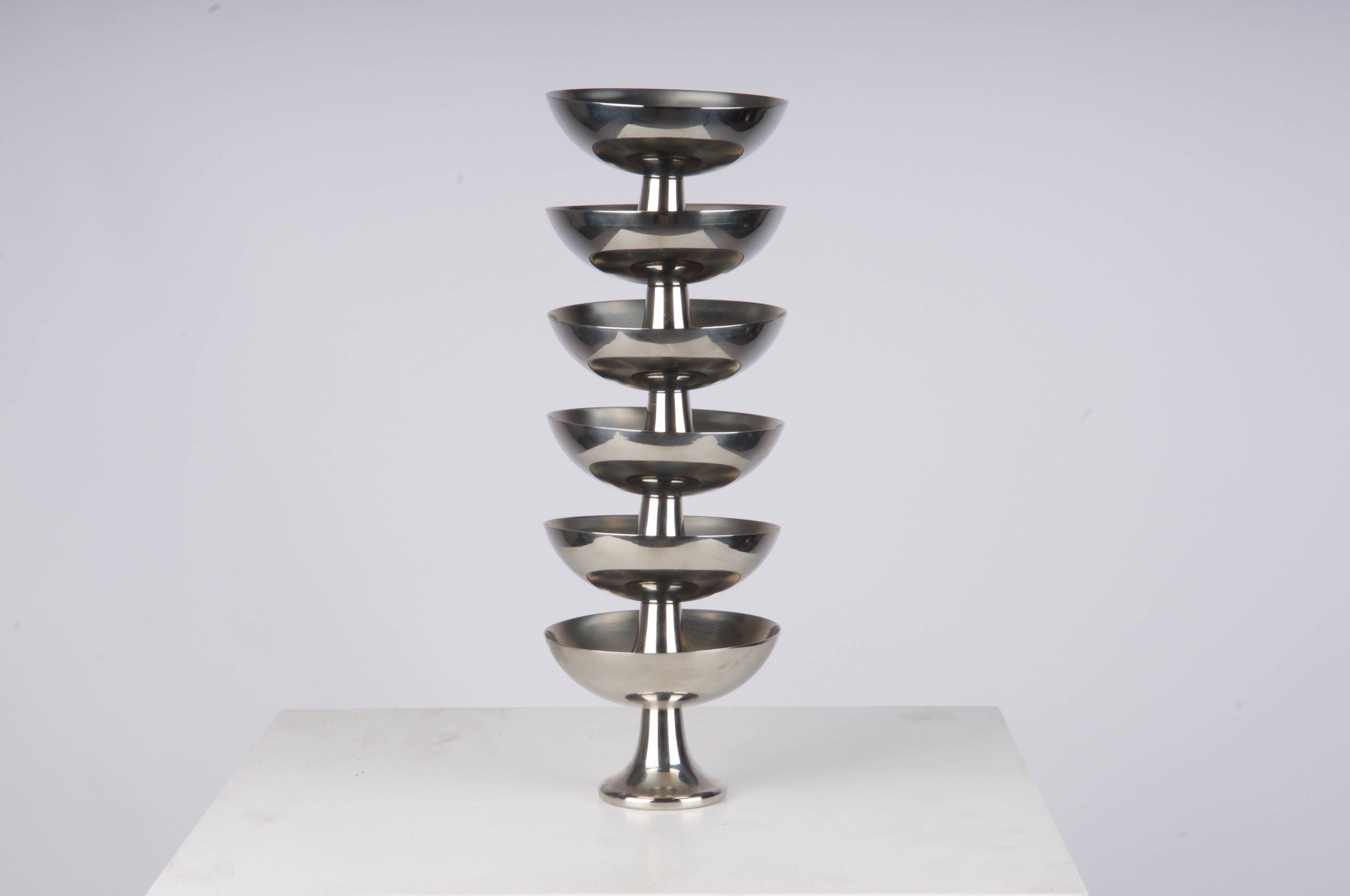 Set of 6 Alfra Alessi ice cream cups in 10/18 stainless steel