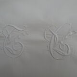 old large pillowcase in thin white monogrammed canvas