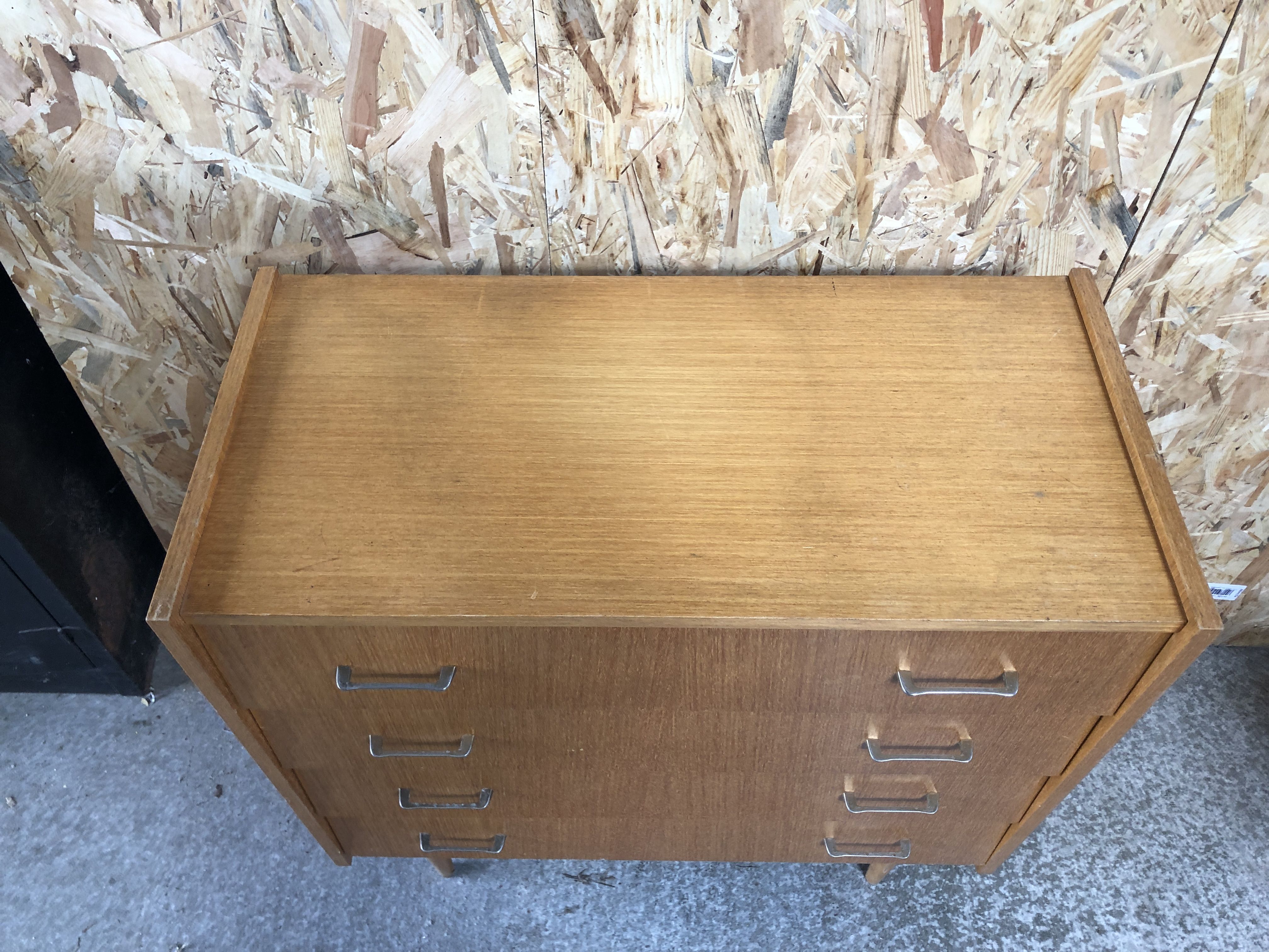 Old chest of drawers 4 drawers light wood compass feet 70s vintage