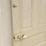 Old interior door wood painted vintage porcelain handle N°1