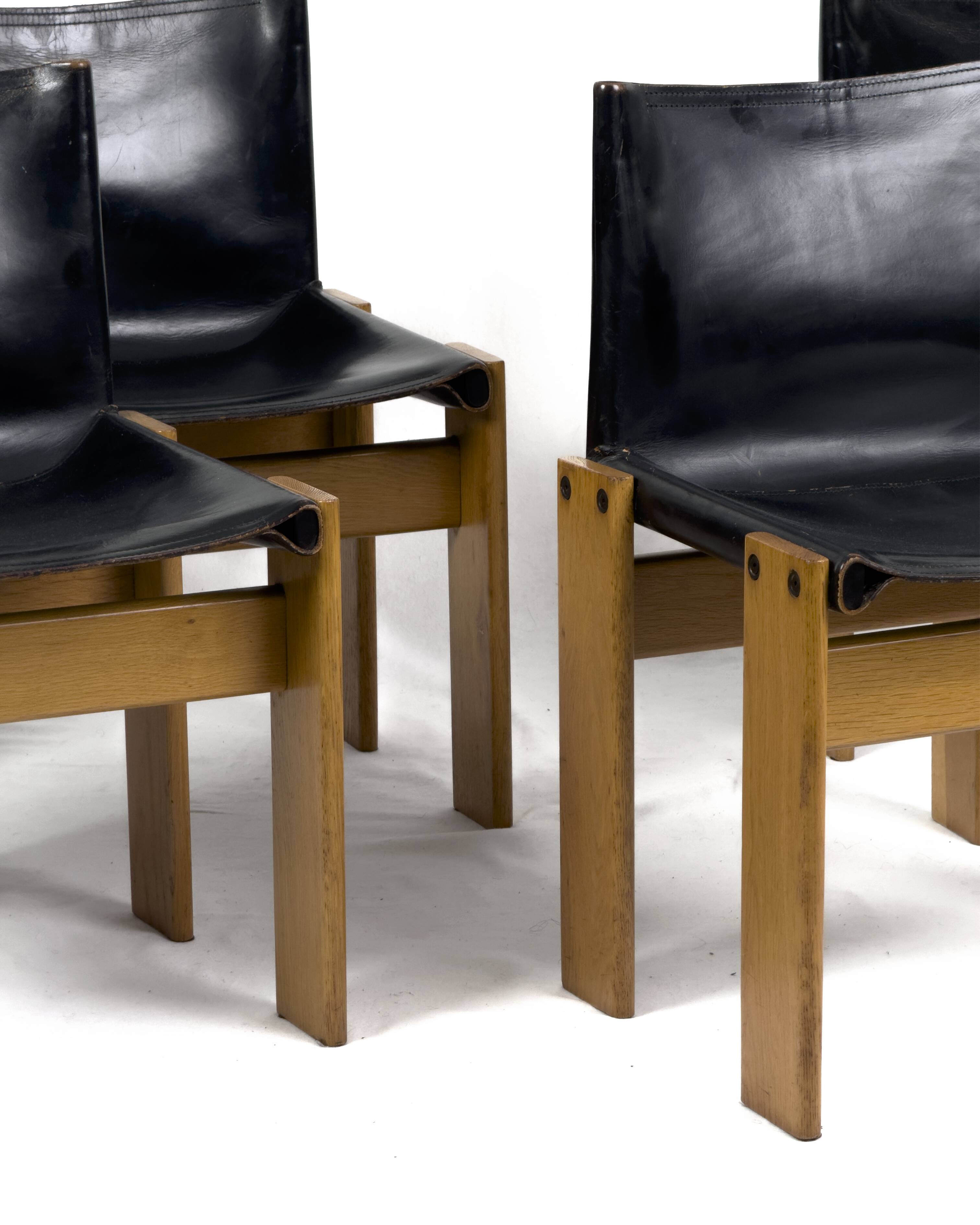 Set of 4 Monk dining chairs by Afra & Tobia Scarpa for Molteni, 1970s
