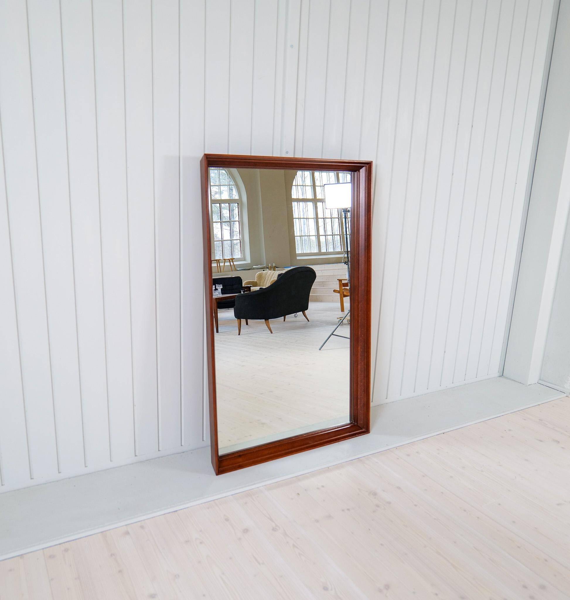 Mid-century modern walnut mirror, Sweden, 1960s