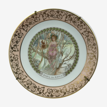 Assiette de collection en porcelaine de Limoges de Mucha Alfons vintage