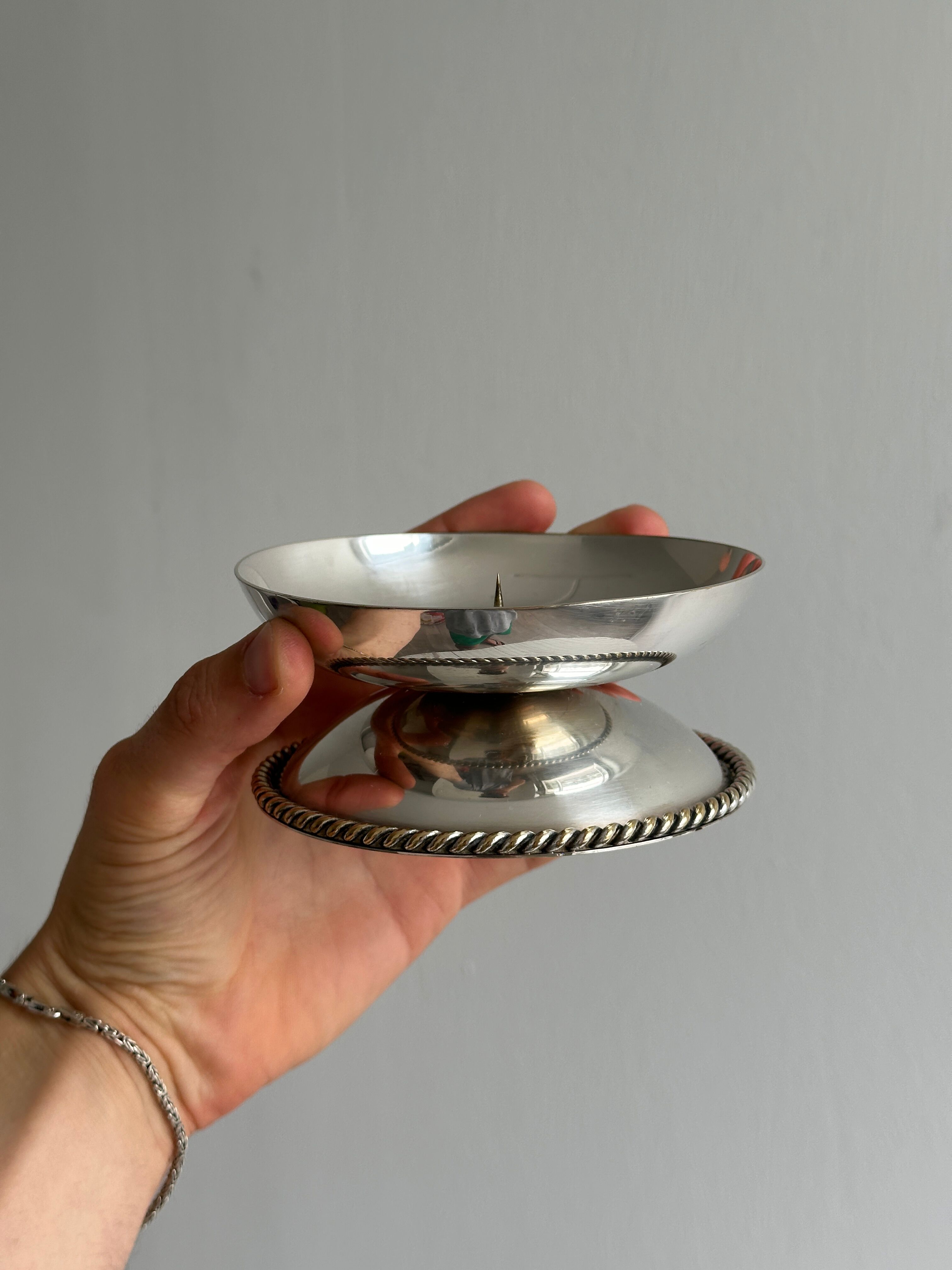 set of 2 antique candle holders