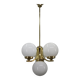 Art Deco brass chandelier with opaline glass, Czechoslovakia, 1930s