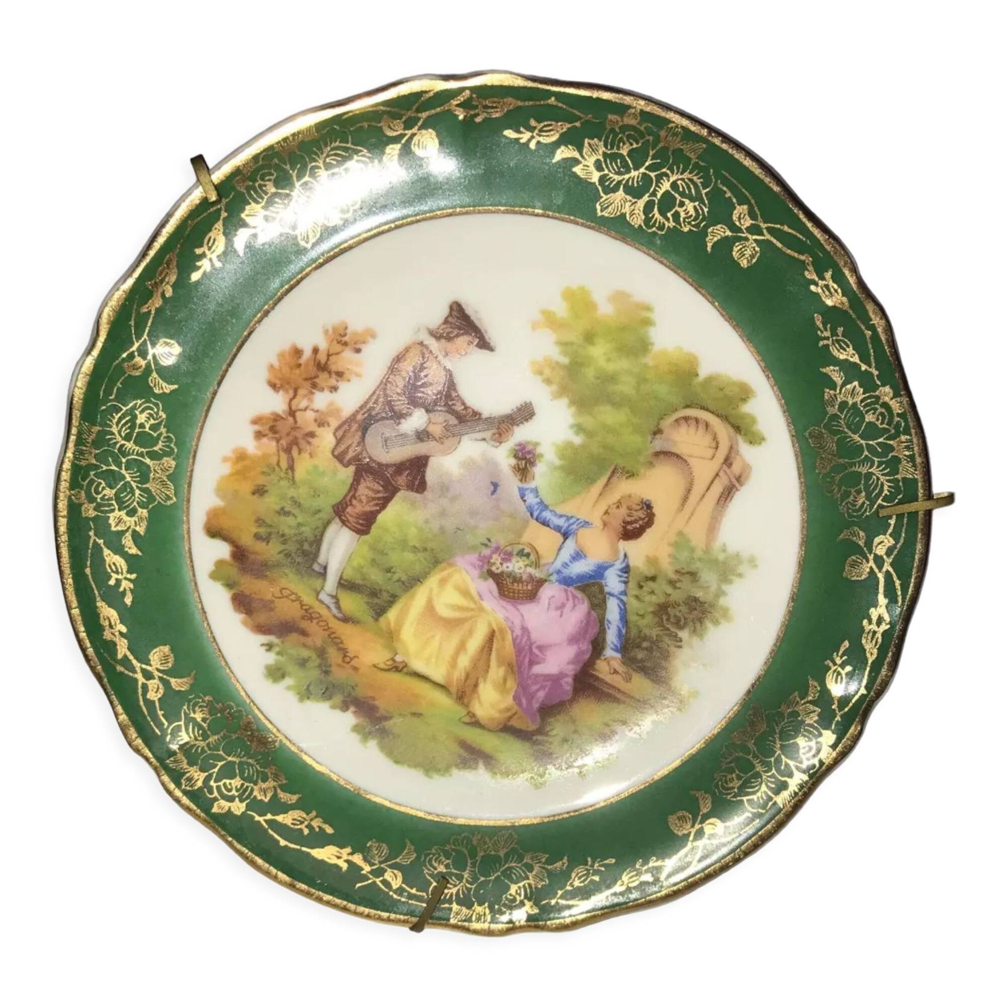 Fragonard plate with wall support