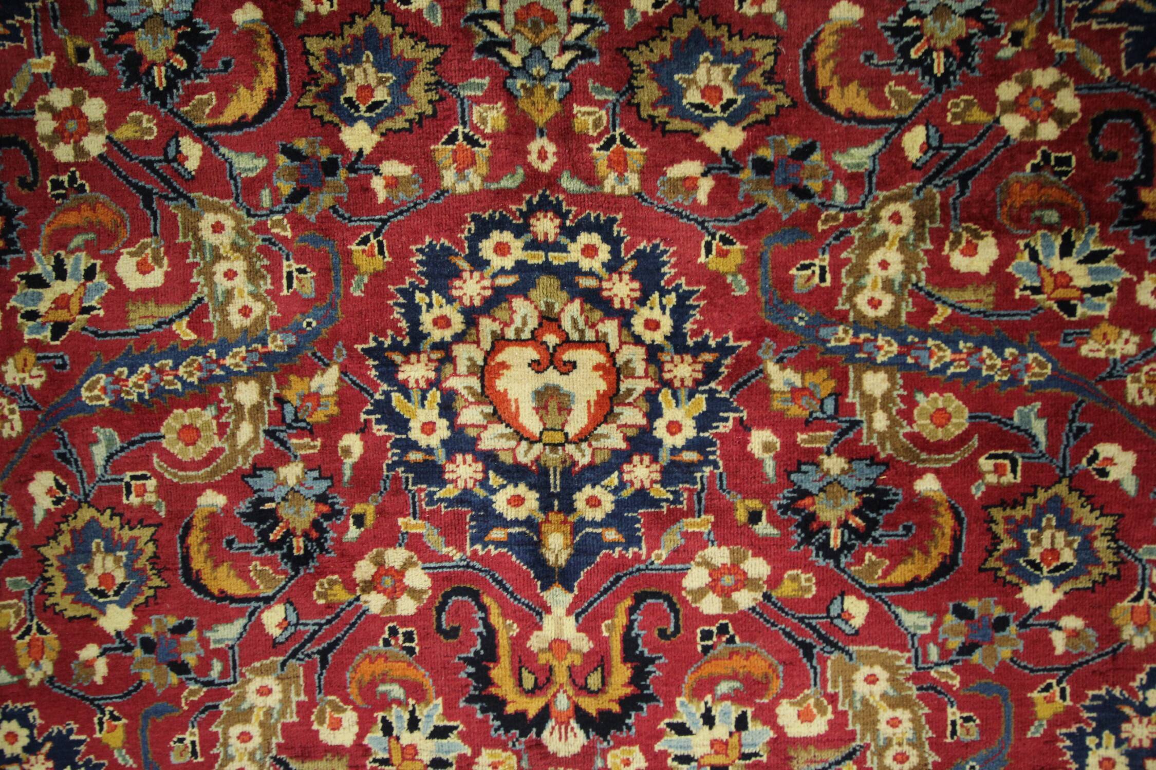 Tapis en laine florale rouge fait à la main antique persan khorassan tapis - 295x376cm