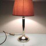 Golden metal lamp and lampshade fishing skin / vintage 70s-80s