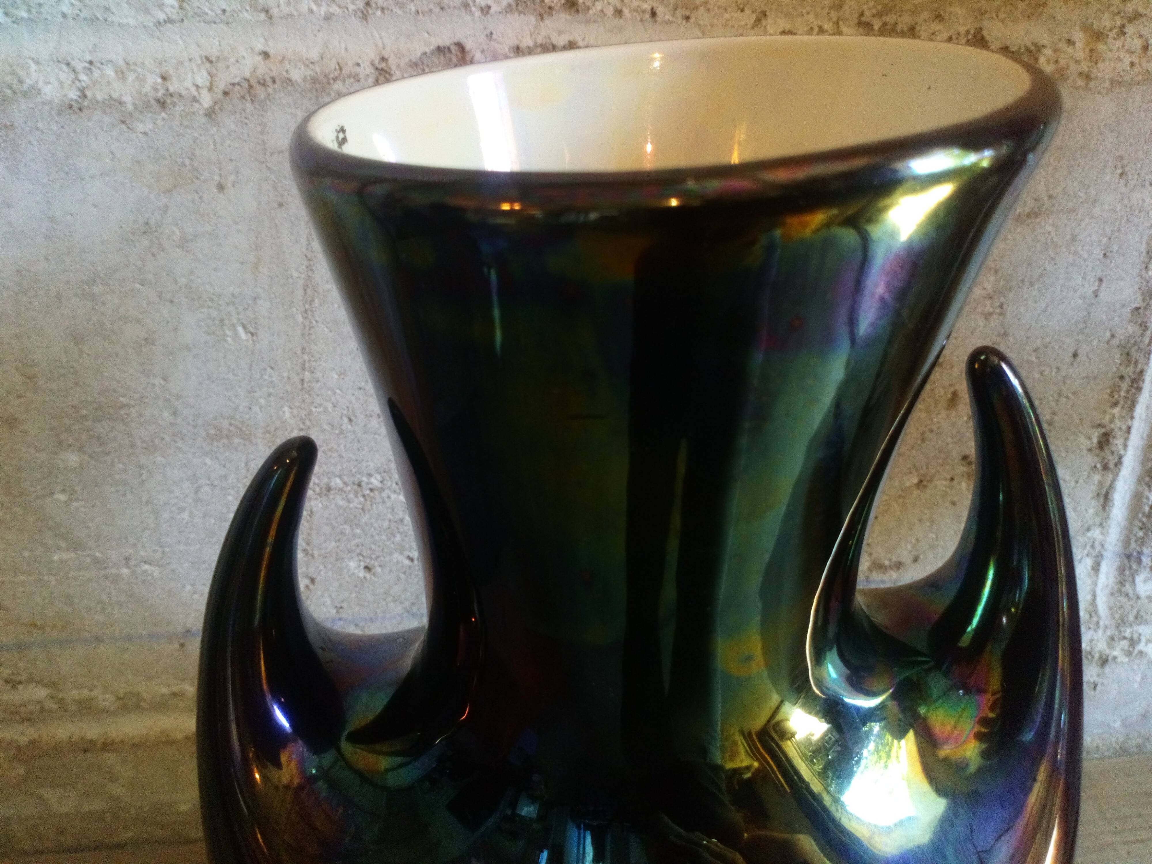 Vase with vintage Verceram ceramic arms