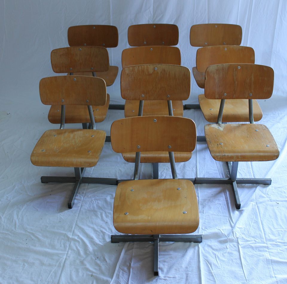 Lot of 10 kindergarten chairs - industrial style