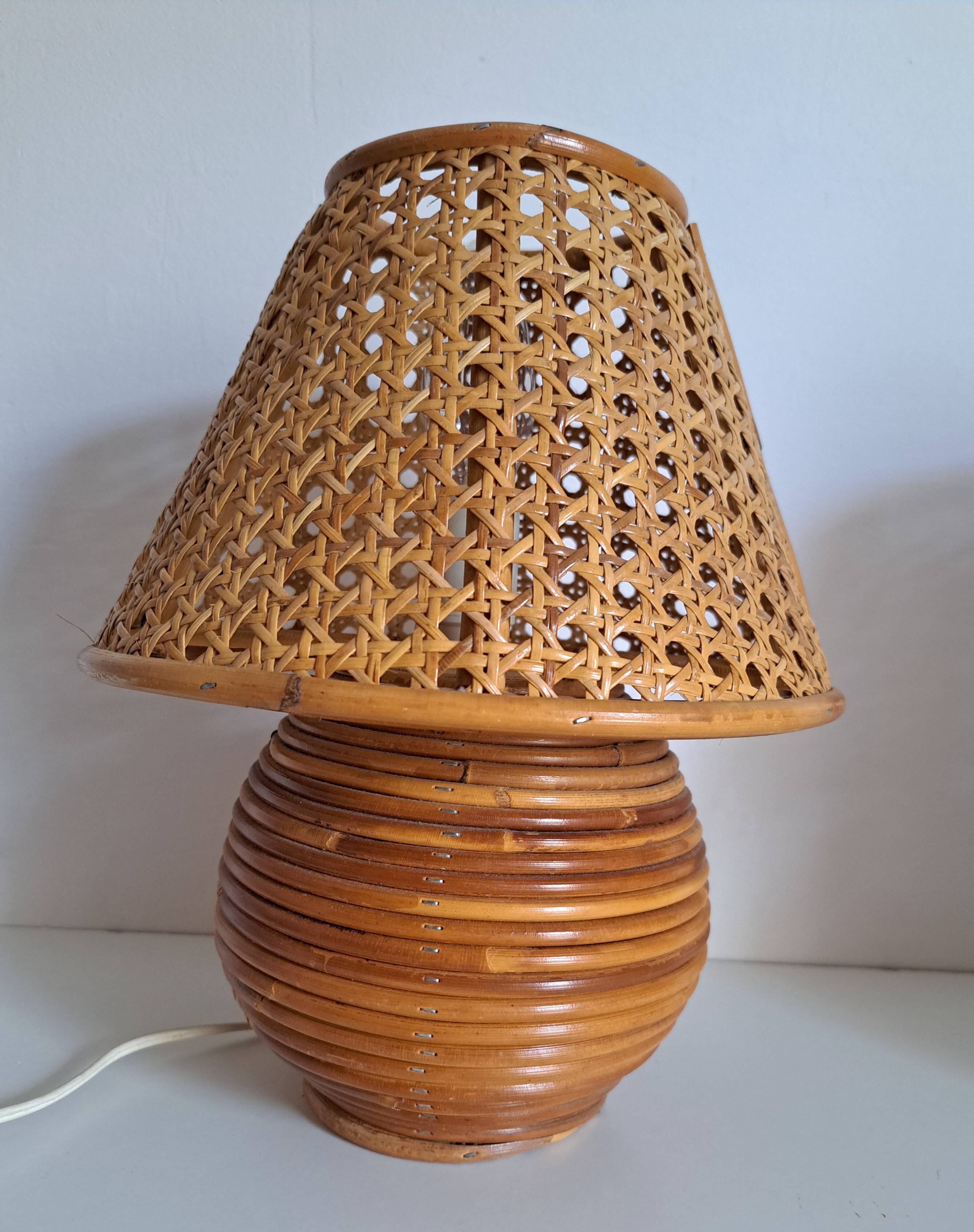 Paire lampes de chevet  cannage
