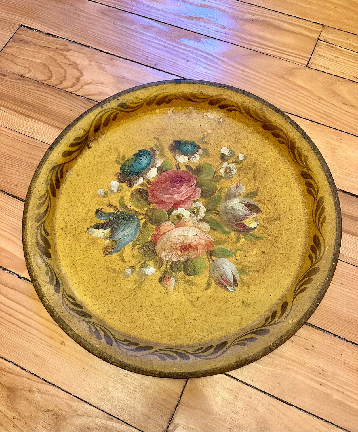 Antique Napoleon III tray hand painted