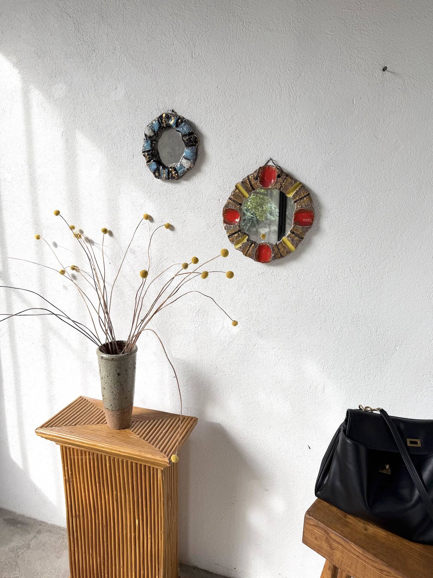 Pair of ceramic mirrors 1950 dlg Mithé