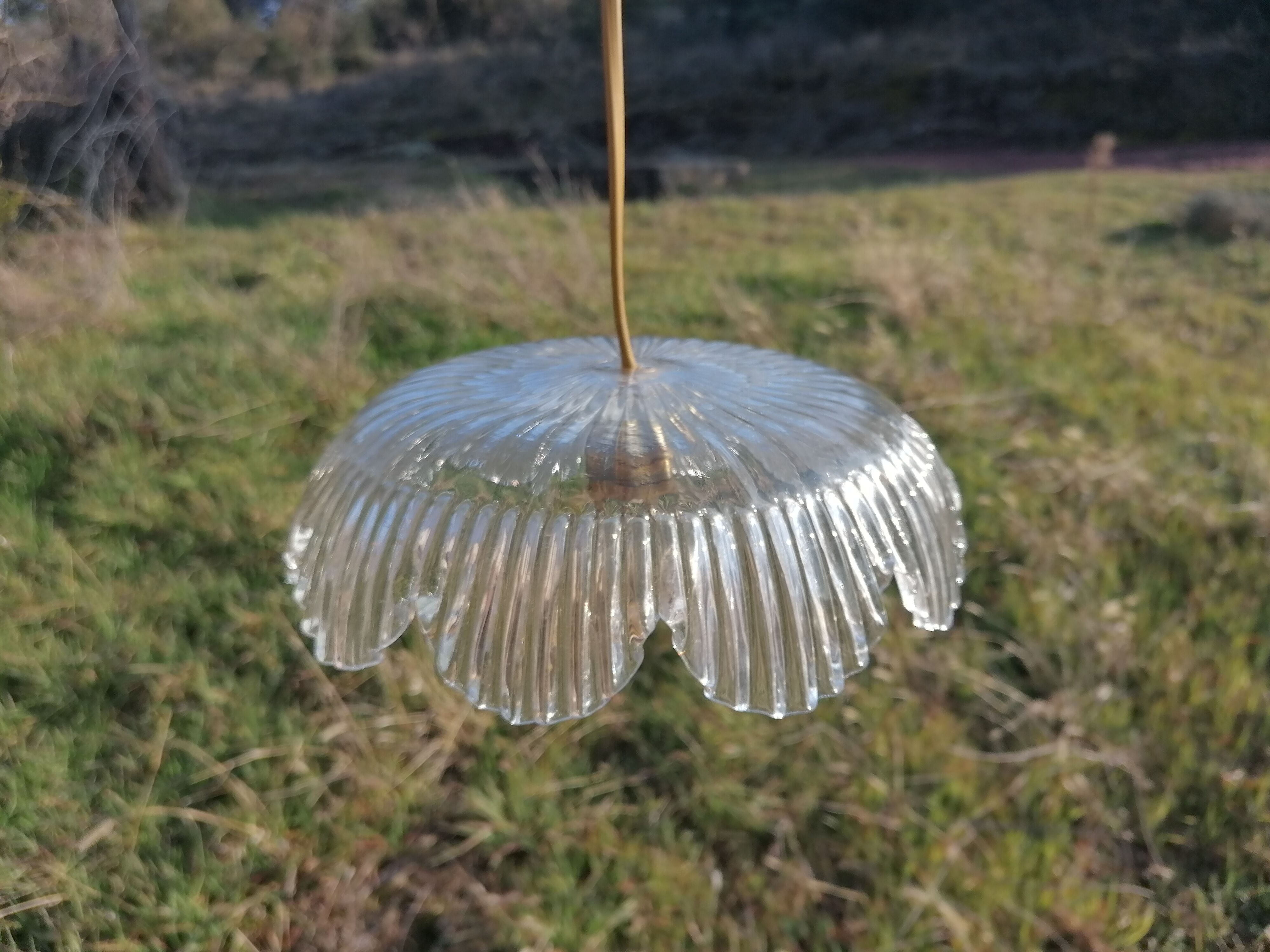 Tulip suspension in vintage holophanous glass