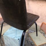 Fauteuil en cuir vert bronze 1950