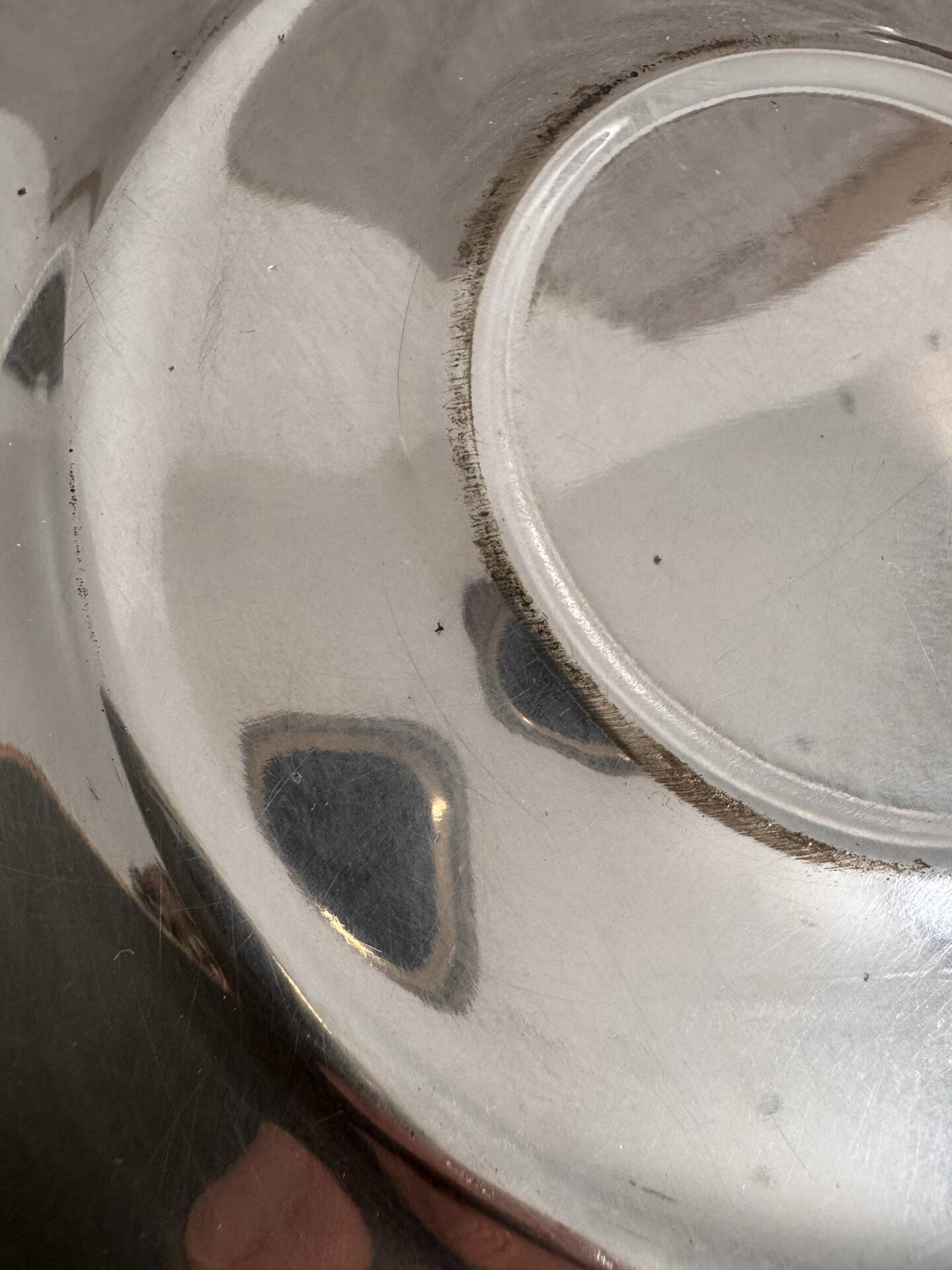 Art Deco silver-plated metal and glass serving platter for appetizers.