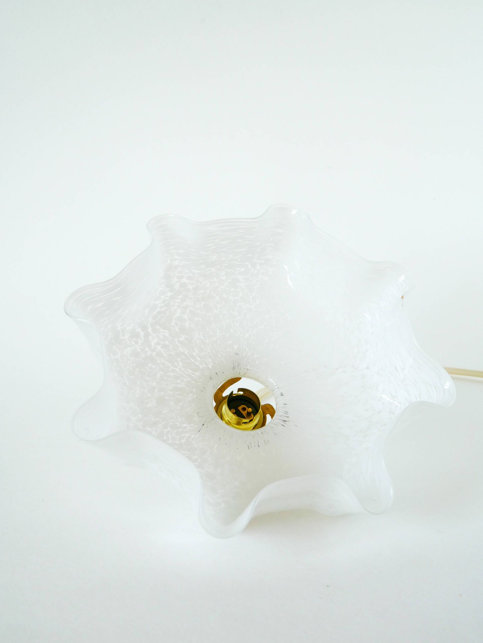Clichy glass scalloped pendant, White, 1930