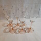 Champagne flutes pink feet LUMINARC year 70