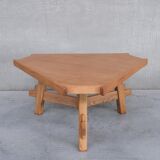Brutalist oak mid-century triangular dining table