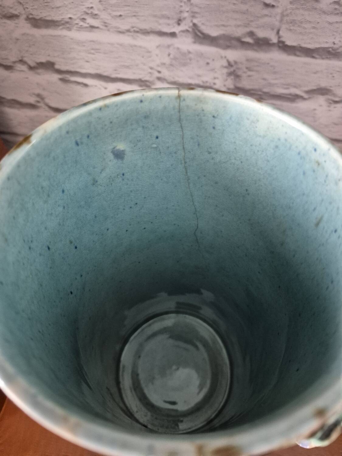 Large tube vase in slipware