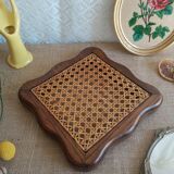 Wooden flat bottom and vintage cannage