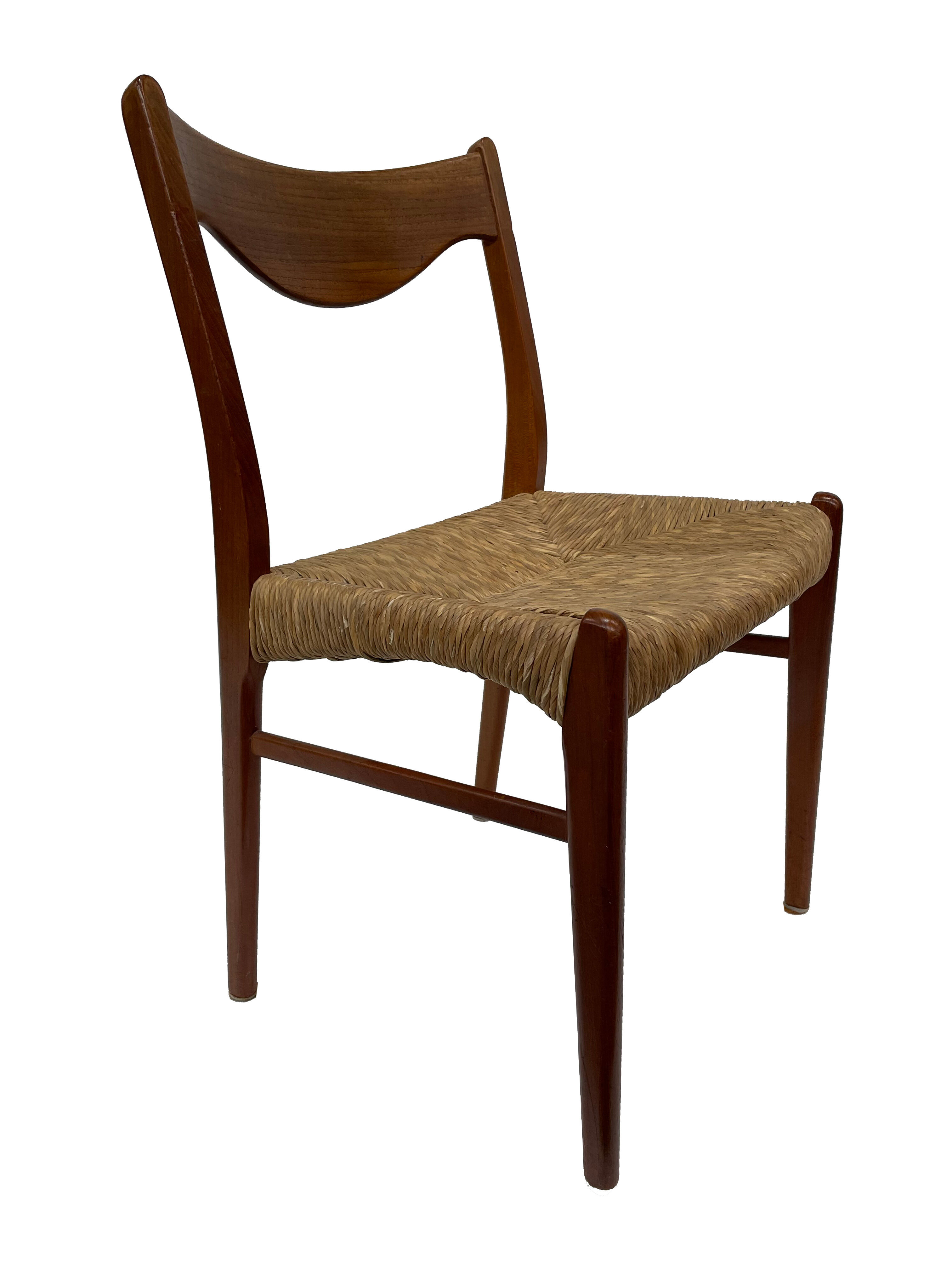 Mid-century teak dining chair by Arne Wahl Iversen for Glyngøre Stolefabric