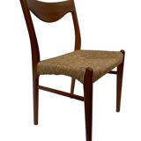 Mid-century teak dining chair by Arne Wahl Iversen for Glyngøre Stolefabric