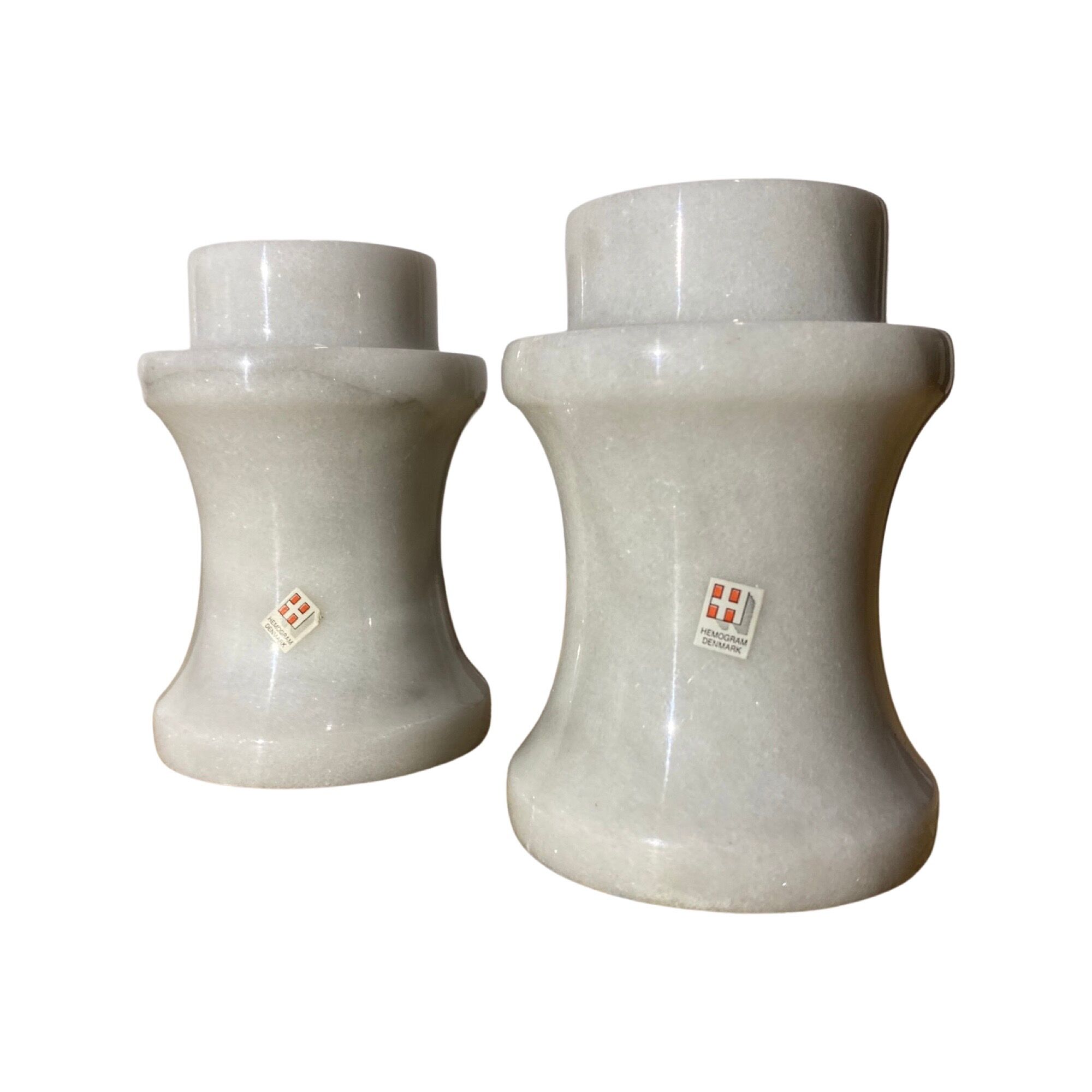 2 Vintage HEMOGRAM Denmark Marble Candlestick Holders | Set of 2 Candle Stick Holders