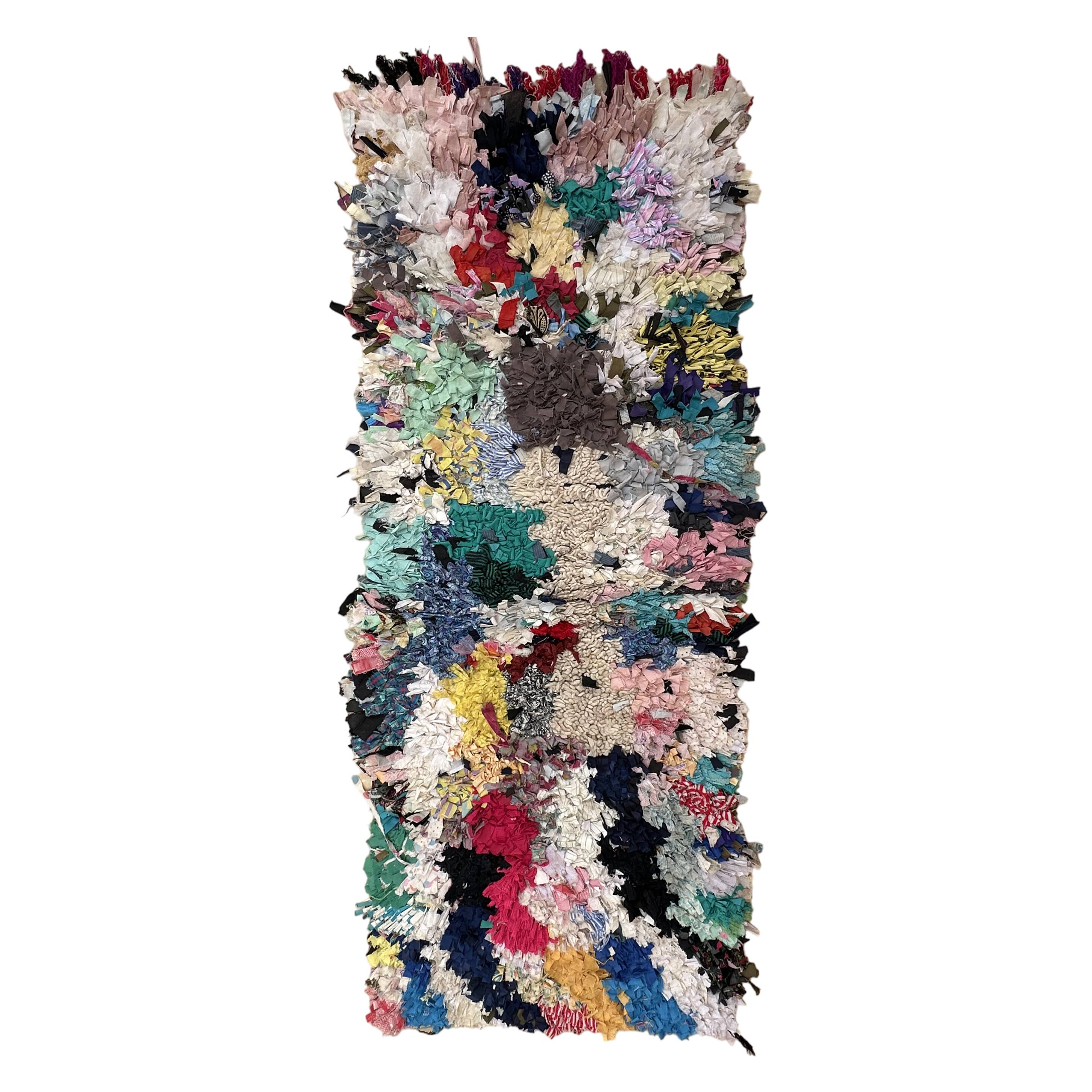 Colorful Boucherouite Berber rug - 68 x 183 cm