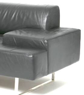 Canapé en cuir noir 3 places Quadra Poltrona Frau