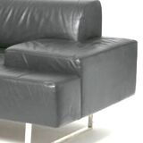 Poltrona Frau Quadra 3-seater black leather sofa