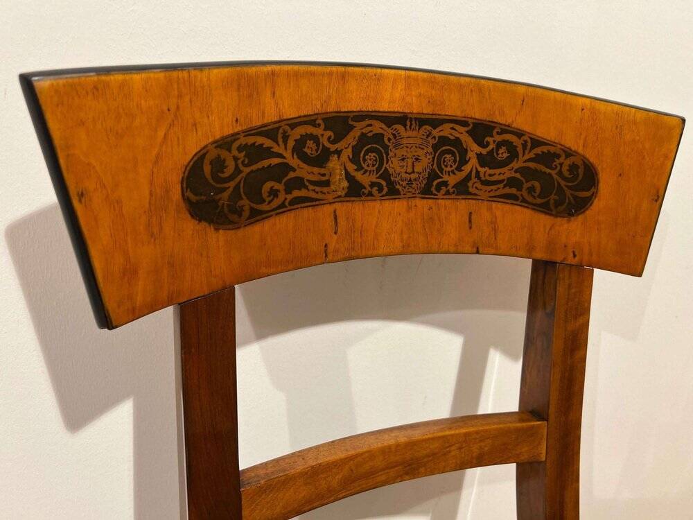 Biedermeier Dining Chair in Cherry Wood and Ink, South Germany, 1820s