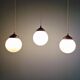 Art Deco trio of suspensions in white opaline, 1930s
